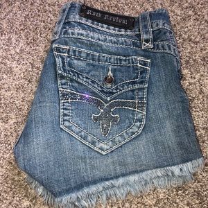 light wash rock revival denim shorts!